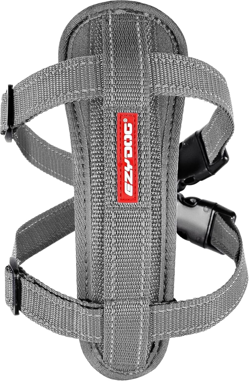 Chest Plate No Pull Dog Harness – Escape Proof Harness with Reflective Stitching and Comfort Padding for Easy Walks, Training & Control - Car Restraint Included (Large, Gray)